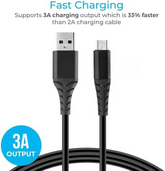 Ambrane ACM-11 Micro USB Data Cable, 3 Amp Fast Charging, 480 mbps Fast Data Transfer, 1 Meter (White/Black)